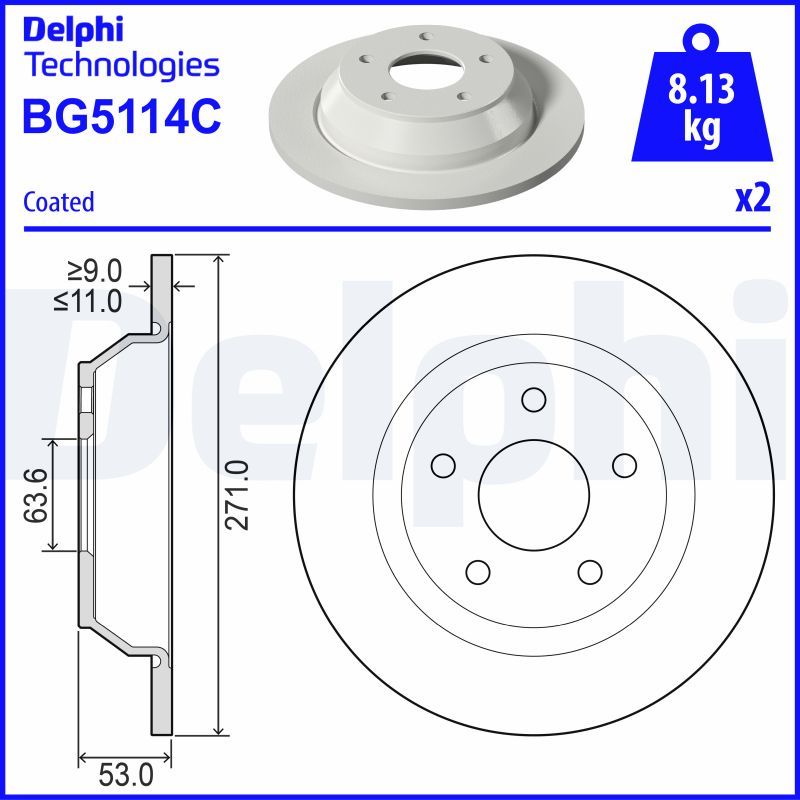 Tarcza hamulcowa DELPHI BG5114C