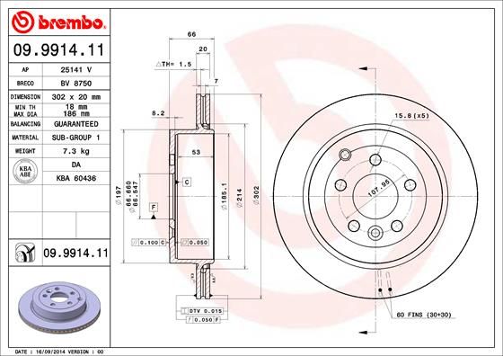 Tarcza hamulcowa BREMBO 09.9914.11