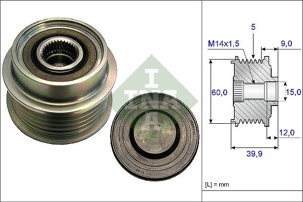 Alternator - sprzęgło jednokierunkowe INA 535 0180 10