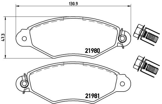 Zestaw klocków hamulcowych, hamulce tarczowe BREMBO P 61 098