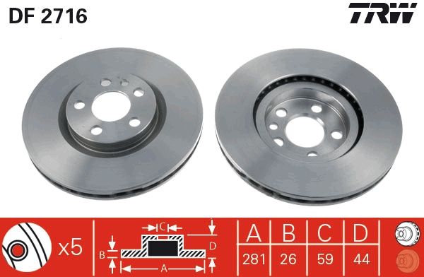 Tarcza hamulcowa TRW DF2716