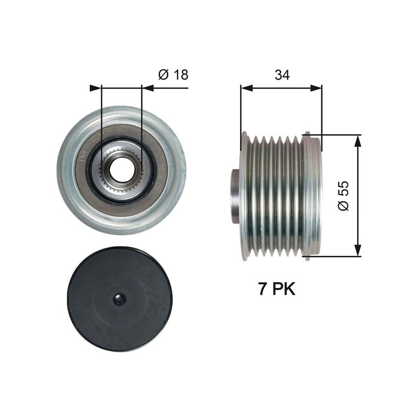 Alternator - sprzęgło jednokierunkowe GATES oap7213