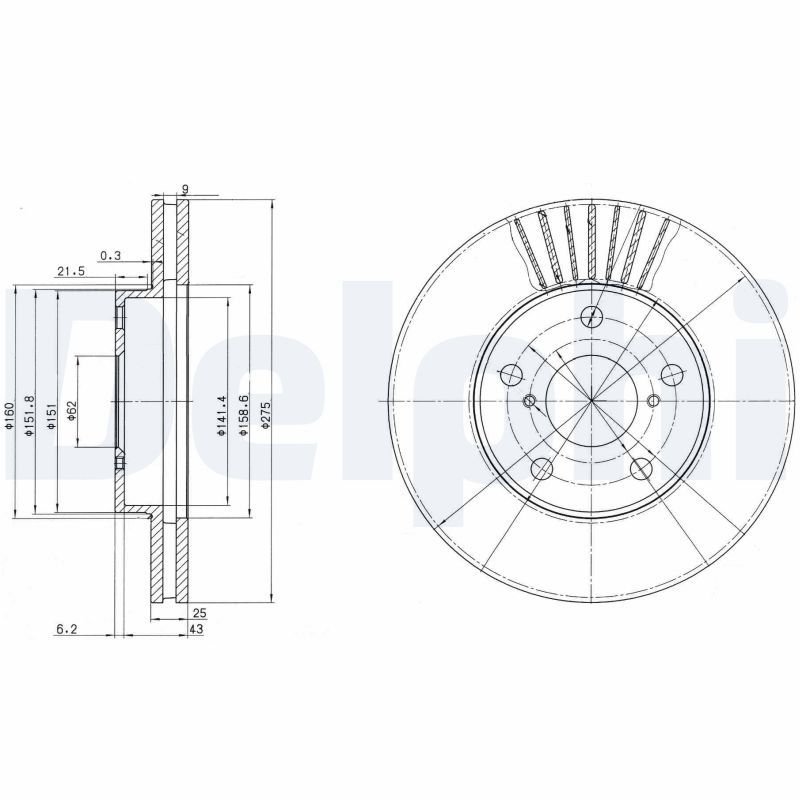 Tarcza hamulcowa DELPHI BG3856