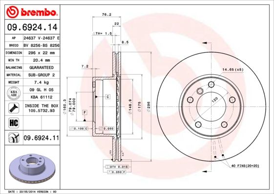 Tarcza hamulcowa BREMBO 09.6924.11