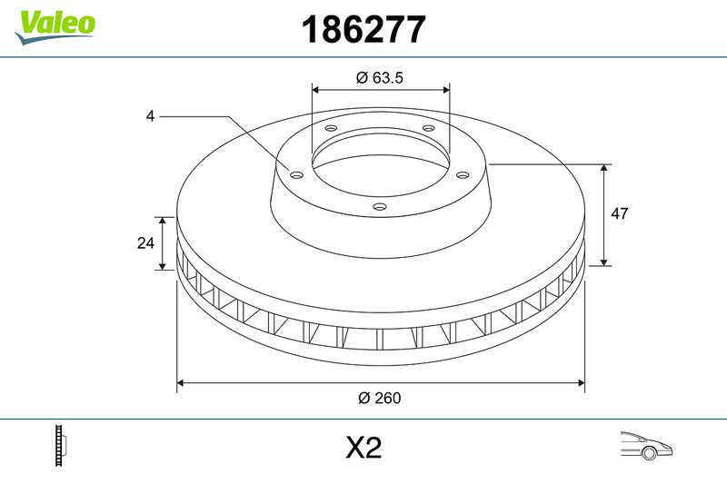 Tarcza hamulcowa VALEO 186277