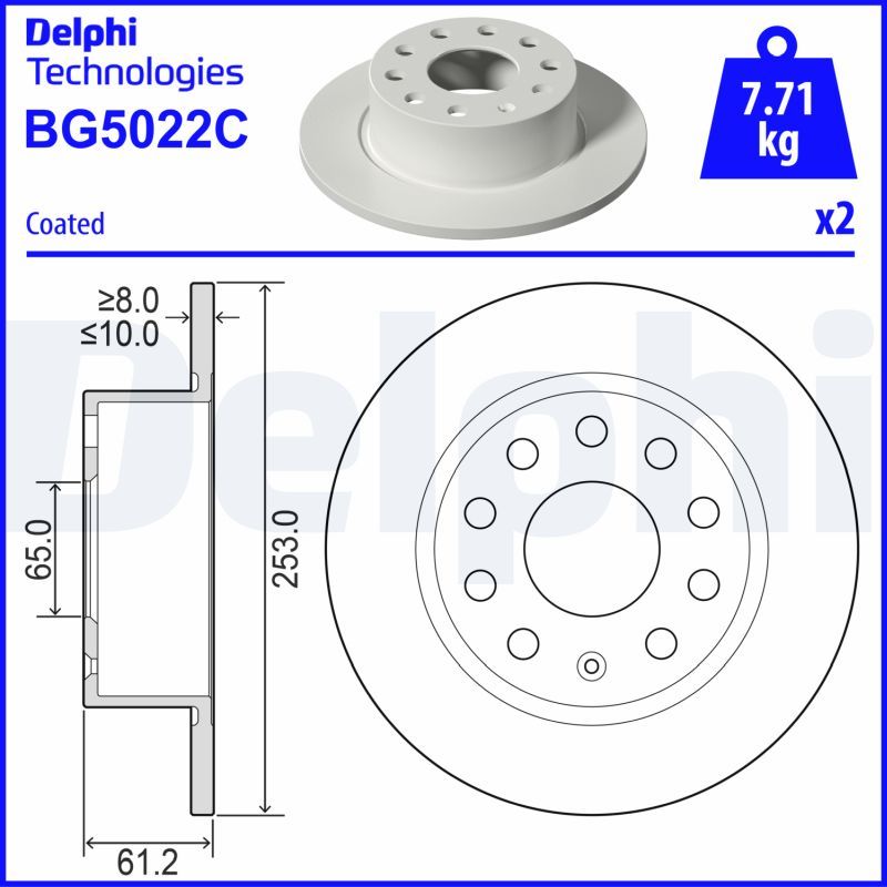 Tarcza hamulcowa DELPHI BG5022C