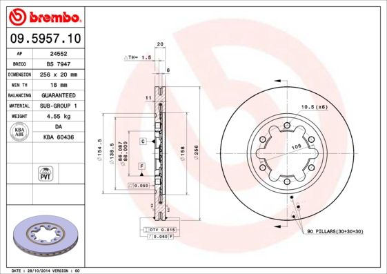 Tarcza hamulcowa BREMBO 09.5957.10