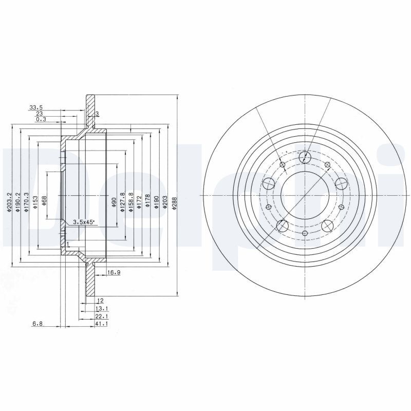 Tarcza hamulcowa DELPHI BG3515