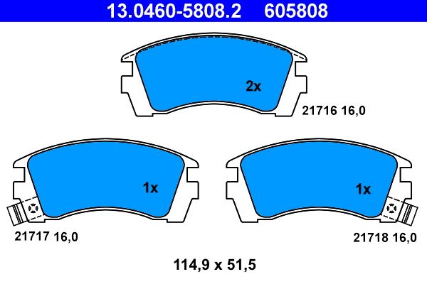 Zestaw klocków hamulcowych, hamulce tarczowe ATE 13.0460-5808.2