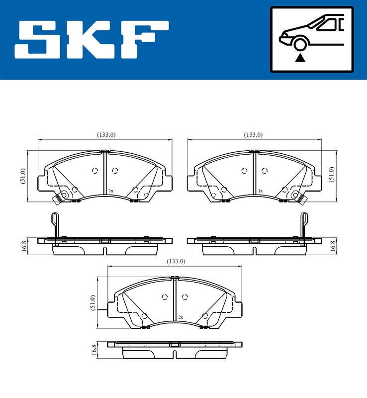 Zestaw klocków hamulcowych, hamulce tarczowe SKF VKBP80386A