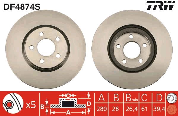 Tarcza hamulcowa TRW df4874s
