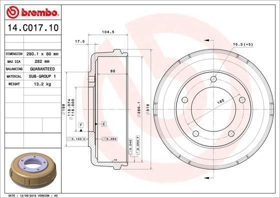 Bęben hamulcowy BREMBO 14.C017.10