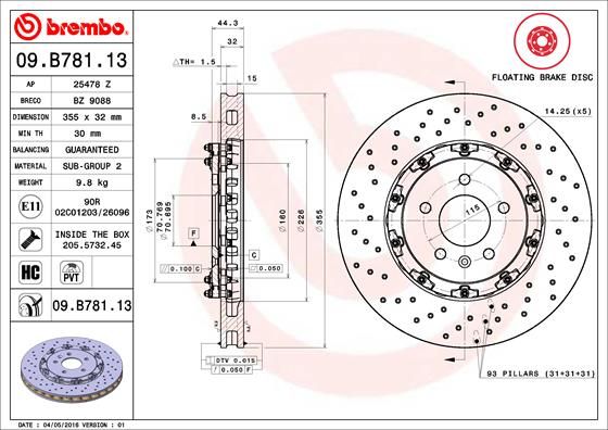 Tarcza hamulcowa BREMBO 09.B781.13