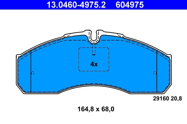 Zestaw klocków hamulcowych, hamulce tarczowe ATE 13.0460-4975.2