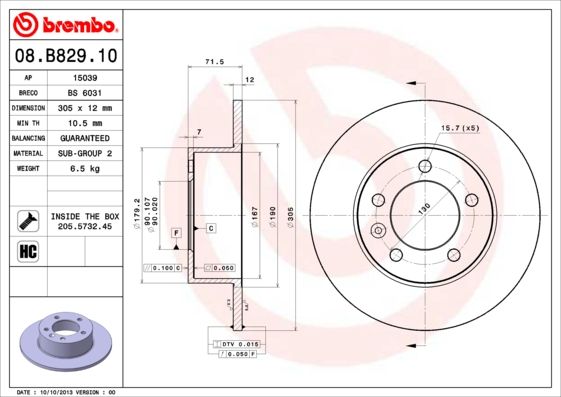 Tarcza hamulcowa BREMBO 08.B829.10