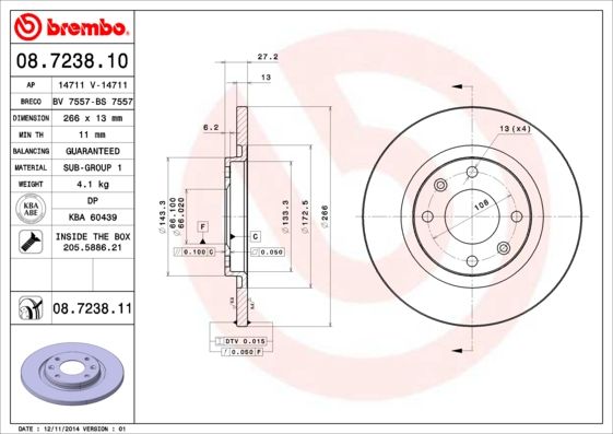 Tarcza hamulcowa BREMBO 08.7238.11