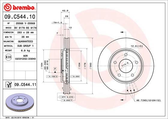 Tarcza hamulcowa BREMBO 09.C544.11