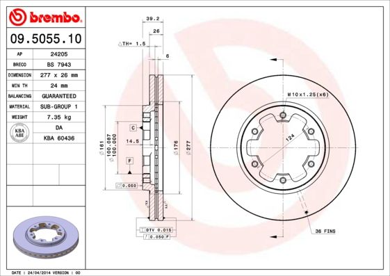 Tarcza hamulcowa BREMBO 09.5055.10