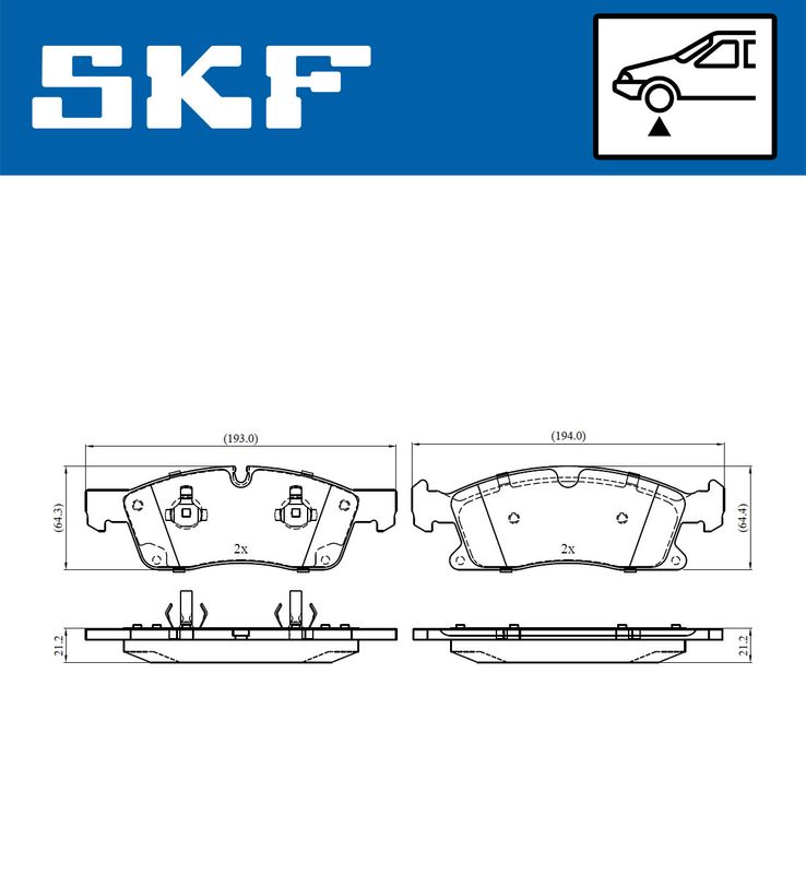 Zestaw klocków hamulcowych, hamulce tarczowe SKF VKBP80389