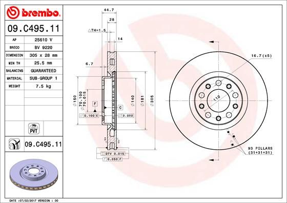 Tarcza hamulcowa BREMBO 09.C495.11