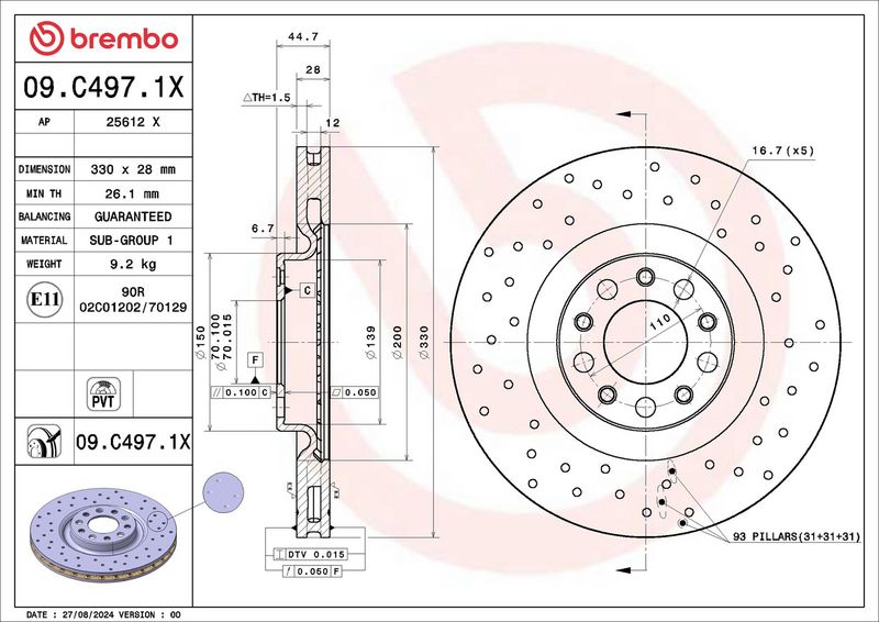 Tarcza hamulcowa BREMBO 09.C497.1X