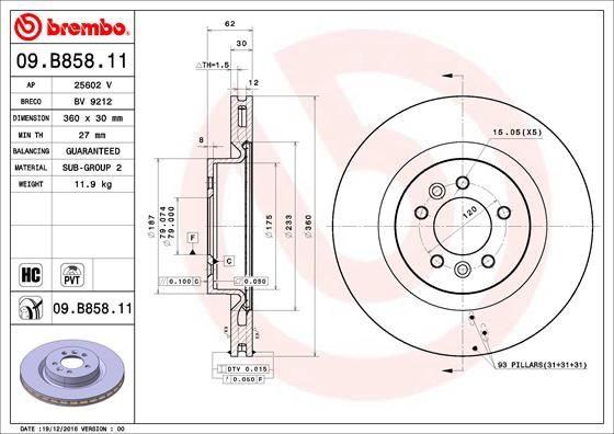 Tarcza hamulcowa BREMBO 09.B858.11