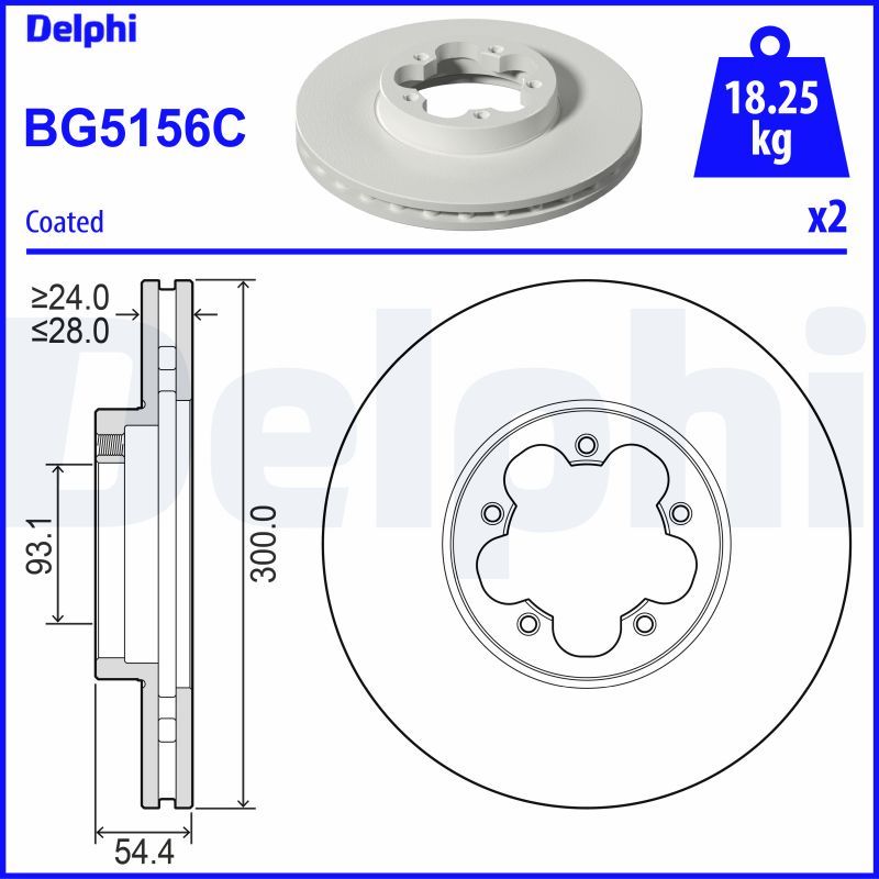 Tarcza hamulcowa DELPHI BG5156C