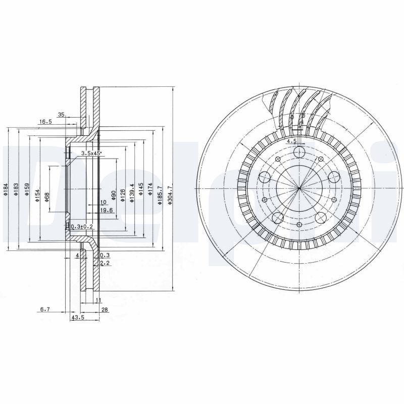 Tarcza hamulcowa DELPHI BG9514