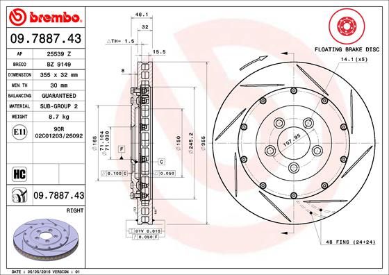 Tarcza hamulcowa BREMBO 09.7887.43