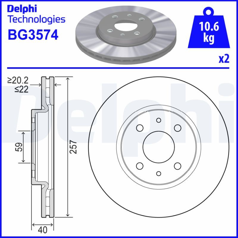 Tarcza hamulcowa DELPHI BG3574