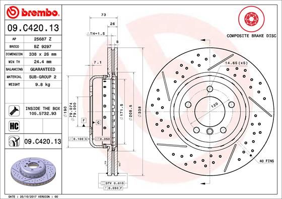 Tarcza hamulcowa BREMBO 09.C420.13