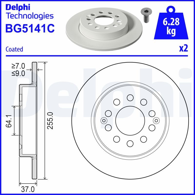 Tarcza hamulcowa DELPHI BG5141C