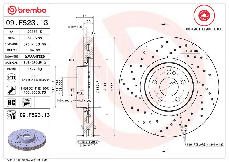 Tarcza hamulcowa BREMBO 09.F523.13