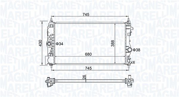 Chłodnica, układ chłodzenia silnika MAGNETI MARELLI 350213206500
