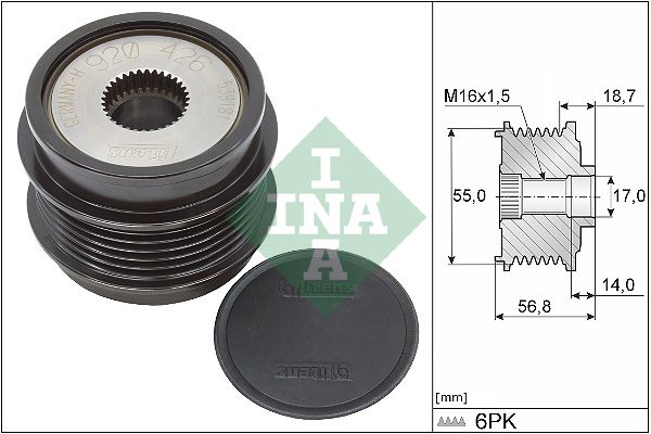 Alternator - sprzęgło jednokierunkowe INA 535034110