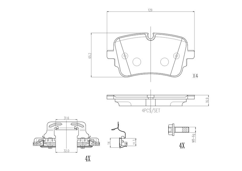 Zestaw klocków hamulcowych, hamulce tarczowe BREMBO P 85 190