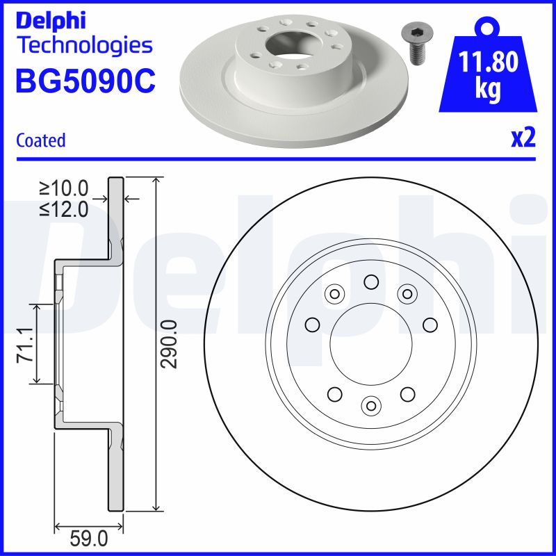Tarcza hamulcowa DELPHI BG5090C