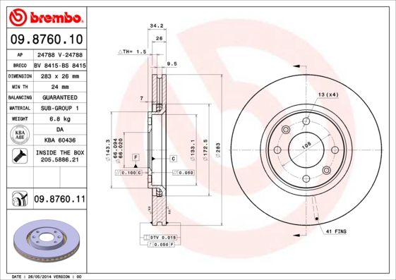 Tarcza hamulcowa BREMBO 09.8760.11