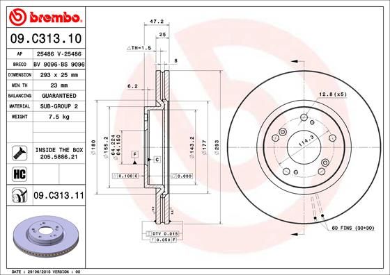 Tarcza hamulcowa BREMBO 09.C313.11