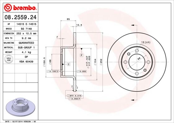 Tarcza hamulcowa BREMBO 08.2559.24