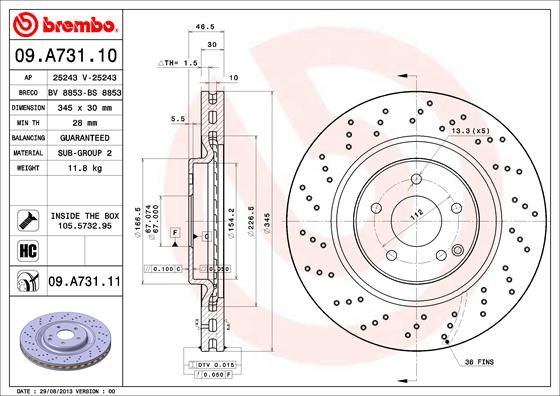 Tarcza hamulcowa BREMBO 09.A731.11