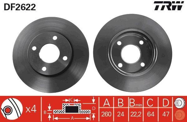Tarcza hamulcowa TRW DF2622