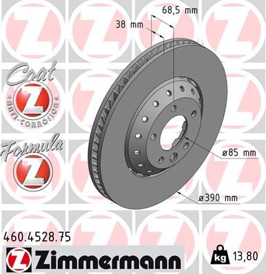 Tarcza hamulcowa ZIMMERMANN 460.4528.75