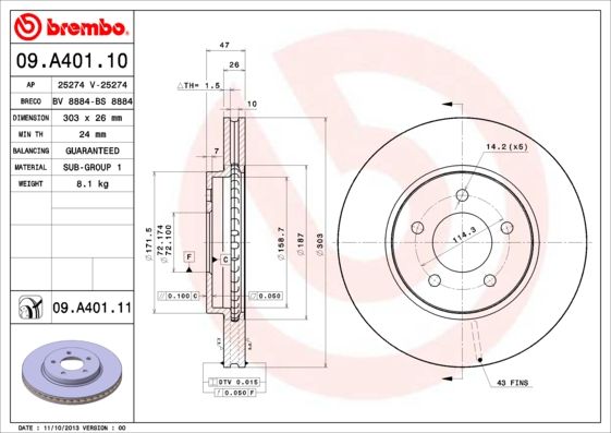 Tarcza hamulcowa BREMBO 09.a401.11