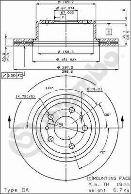 Tarcza hamulcowa BREMBO 09.3950.10