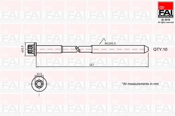 Zestaw śrub głowicy cylindrów FAI AutoParts b1018