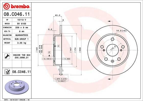 Tarcza hamulcowa BREMBO 08.C046.11