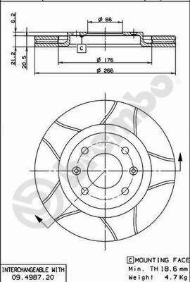 Tarcza hamulcowa BREMBO 09.4987.76