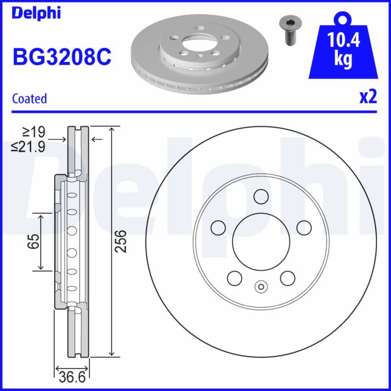 Tarcza hamulcowa DELPHI BG3208C