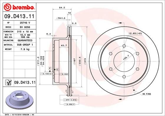 Tarcza hamulcowa BREMBO 09.D413.11